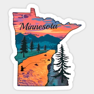 Minnesota Fly Fishing State River Sunset by TeeCreations Sticker